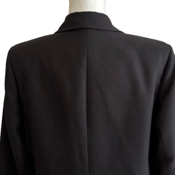Suit Studio Blazer Black Textured Herringbone Button Front Jacket Size 12P - Picture 5 of 11